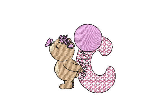 C Girl Teddy Embroidery Design