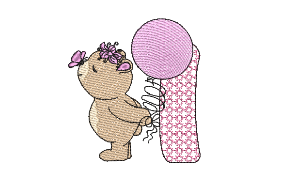 I Girl Teddy Embroidery Design