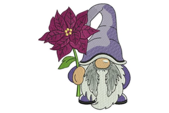 Poinsettia Gnome: A Whimsical Yet Refined Embroidery Design