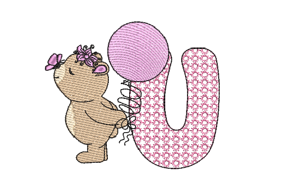 U Girl Teddy Embroidery Design